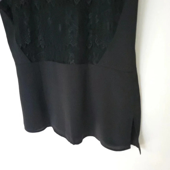 Cooper & Ella Top Size Medium Black Lace Inset V-Neck Sleeveless See Thru Back - Picture 9 of 12